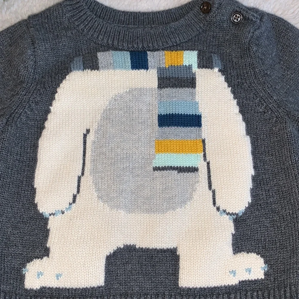 Gap 3-6M Baby Boy Gray Polar Bear Sweater EUC💗 - Picture 3 of 8